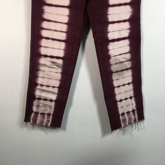 PacSun Tie Dye High Rise Straight Fit Jean, Women's Size 24 - Raspberry - Picture 13 of 16